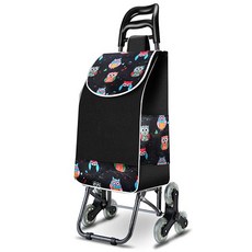 계단오르는 세발 접이식 쇼핑 카트 시장 바구니, (크리스탈휠)올빼미, 1개