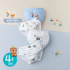 브레드래빗 중장비자동차 면 삼각팬티 4종 세트