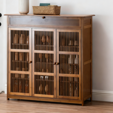 아파트 거실 현관 신발장 2/3/4문 대용량 수납장 서랍 신발장 정리대 방진 현관캐비닛 키큰 수납장, 6단, 브라운 (3도어)