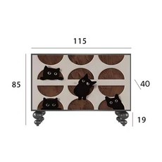 現代簡約貓咪動物圖靠墻一體實木免安裝玄關裝飾櫃，客廳餐邊收納，穩固耐用，增添居家趣味