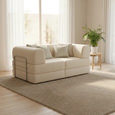 [쿠팡방문설치] 2인 접이식 압축 소파 소파베드 휴대용 소파 거실 소파, 화이트