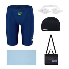 아레나 생존수영 키트 남아 수영복+수모+수경+타월+가방 5종 세트