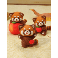 레서 팬더 판다 양모 펠트 재료 DIY 겨울 취미, 백팩 가방+도구, 1개