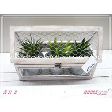 House傢飾 zakka南法田園鄉村風格舊Loft工業風 半罩式鐵網屋型3格花盆花架