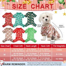 SilTRIANGLE 트라이앵글 크리스마스 강아지 파자마 옷 반려동물 의상 애완동물 점프수트 산타 눈사람 휴일 코스튬 중형견용 6개입, Medium