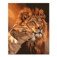 ADICO DIY 數字油畫 世界名畫 40 x 50 cm PEE42, 獅子夫婦, 1個