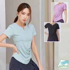 【BODYAIR】側抽褶短袖上衣 (瑜珈 慢跑 健身 透氣 舞蹈 運動服)
