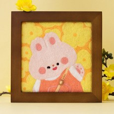 羊毛氈 戳戳樂 手工diy材料包 和平鴿相框畫, 1個, 【花花兔子】相框畫,相框+工具+視頻教程