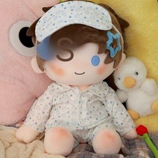40cm 앉아 있는 면인형 옷 35cm 스팟 하늘색 귀여운 인형옷세트, 40cm 인형 옷, 밀크 푸 강아지 3점 (눈가리개+옷+바지)