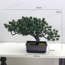 嘉義出貨 彷真松樹迎客鬆盆景擺件室內客廳玄關裝飾假花綠植小盆栽桌面植物, 新棕色10長+34號5頭鬆 深綠, 1個