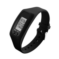 워즈토즈 만보기 디지털 손목 걸음수 확인 실리콘 시계 팔찌 밴드, 블랙, 1개
