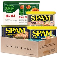 (킹스랜드)스팸25%라이트200g 1개+스팸클래식200g 1개+스팸닭가슴살200g 1개+(증정)비비고김치볶음80g 5개, 1세트, 1kg
