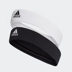 adidas 愛迪達 網球頭帶 2入組, 黑色 + 白色