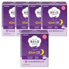 좋은느낌 에어핏 쿠션 수퍼롱 생리대 날개형, 오버나이트, 20개입, 5개