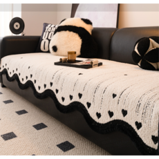 화이트 소파 패드 사계절 소파 패드 3인용 4인용 겨울용 두꺼운 타입 하트 무늬 초극세사