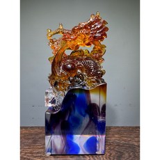 【通天寶】彩虹琉璃【龍印】古法製作 流光溢彩 變化瑰麗 招財納福 吉祥如意 家居裝飾擺件 H99, 琉璃如圖