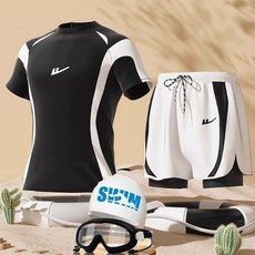 專業泳衣套裝 - 快速排汗、耐磨、四向彈性，適合泳課與溫泉