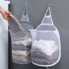 디엘로우 접이식 걸이형 메쉬 빨래망 빨래 바구니, 화이트
