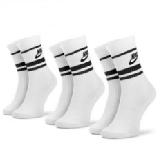 나이키 NSW 크루 양말 3켤레 화이트, 블랙로고, 3개
