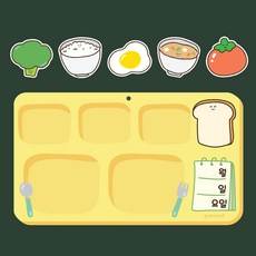 [mmpp] 냠냠 급식판 + 반찬 자석 5개 세트 / 급식메뉴 알림판 화이트보드판