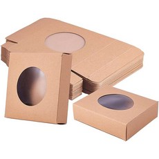 24개 실목색 직사각형 크라프트지 사탕 상자 투명창 선물상자 10x10x2.4cm
