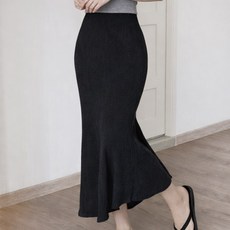 바이누아 여성 머메이드 플리츠 롱스커트