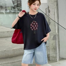 여아 순면 반팔 티셔츠 데님 반바지 세트 키즈 여름 상하세트 얇은 루즈핏 상의 어린이 반팔티 반바지 투피스