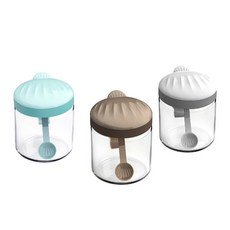 DFMEI 廚房調味罐帶勺高硼硅玻璃調料罐密封防潮鹽罐糖罐孜然味精佐料瓶, 1個, 貝殼調料盒(單個裝):天藍色