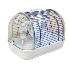 寵物來了 水晶半圓倉鼠籠 小寵籠 倉鼠籠 提籠 滾輪 跑輪 水壺 外出籠 小寵 熊鼠 黃金鼠, 1個, 寵物來了 水晶半圓倉鼠籠-灰(小)