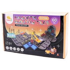 SCIENCEBABY 磁性積木道路建構師，60片磁力片，激發創意，培養空間概念, 彩色, 60