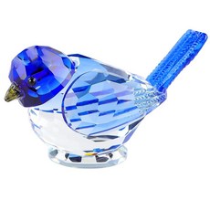 YWHL 옐로우 크리스탈 새 조각상 애호가를 위한 수제 선물 책상 테이블 홈 데코용 아트 유리 동물 수집용 347334, 블루