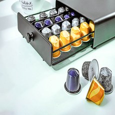 네스프레소 캡슐 보관함 40구 스틸 서랍형 거치대, 1개, 블랙