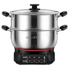 xichu嘉廚 多功能電熱鍋, 加厚款【優質不鏽鋼】:內徑28cm不帶籠(適合２-３人用)