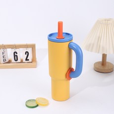 대용량 손잡이 스텐 보온 보냉 텀블러 1.2L, 1개, 1200ml, 옐로우