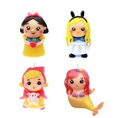 이야코 양초만들기 백설공주양초+엘리스양초 2개입 캐릭터양초, 백설공주+인어공주+엘리스+빨강망토차차, 4개