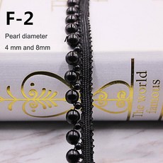 화이트 블랙 진주 비드 레이스 리본 테이프 패브릭 트림 DIY 봉제 의류 수제 액세서리 1 야드/묶음, 1개, F-2