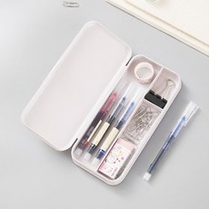 칸분리 사각 모던 하드케이스 필통, 1개, 화이트