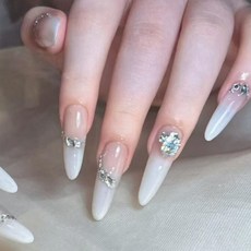 DFMEI 純欲甜酷穿戴甲純手作短款美甲簡約清新甜美穿戴式甲片假指甲, 1組, Z502-富家千金:30片/盒裝通碼穿戴甲【膠水款】