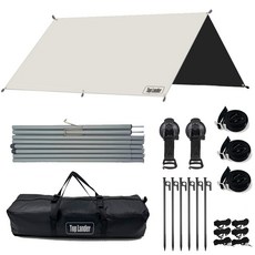 탑 랜더 완벽한 99.99% 빛 차단 대형 캠핑 방수 자외선 차단 두꺼운 블랙코팅 타프 렉타 300X500 300X400 300X300, 타프 세트, 베이지