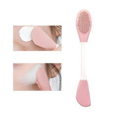 WALWAL 투인원 엔드 실리콘 마스크 브러시 페이스 클렌징 마사지 스크럽 페이셜 각질 제거 및 블랙헤드 클렌징 (핑크), WALWAL 투인원 엔드 실리콘 마스크 브러시, 페이스