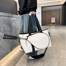 羽毛球拍包 運動訓練包 帶球拍單肩羽毛球網球拍斜挎包運動訓練包戶外大容量防水男女通用 網球拍包 球拍包, 白色宏拓336, 1個