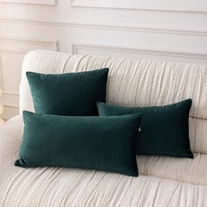 [생활방수] 커버무드 패브릭 소파 쿠션 + 솜 포함, 딥 그린
