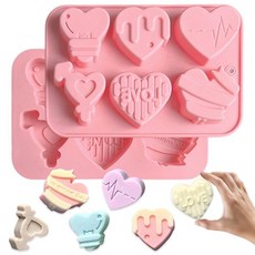 발렌타인 실리콘 몰드 다양한 하트 패턴 디자인 재사용 가능한 6칸 캔디 초콜릿 비스킷 케이크 장식 파티 푸딩 젤리 제작용, 발렌타인 스타일 49