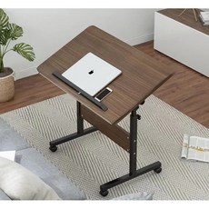 라온프리 각도조절 접이식 이동식 사이드테이블, 월넛