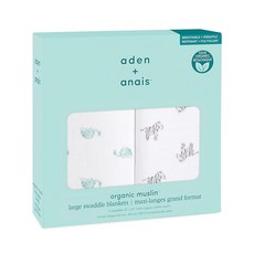 aden + anais 에이든 앤 아네이 포대기 동물 2매 세트 120×120cm 유기농 면 스와들 신생아 SWADABASWO20004
