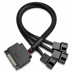 컴퓨터 쿨링팬 SATA to 3핀 4핀 확장 분배 케이블, 1개, 블랙, 3분배