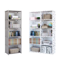 로아 조립식 틈새 수납장 가벼운 책장 수납함 만화책장 진열선반, 5칸, 그레이