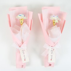 LED 한송이 꽃다발 2P 장미 카네이션 졸업식 꽃다발, 2개, 핑크 카네이션