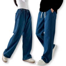 제시본 남녀공용 사계절 와이드 청바지 편한 스판 밴딩 워싱 데님 팬츠 빅사이즈 M~3XL