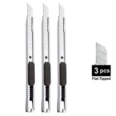 1/5/10Pcs 유틸리티 나이프 스테인레스 스틸 종이 컷 박스 커터 도구 키트 미끄럼 방지 블레이드 Unboxing, 11 3 Pcs Flat Tipped